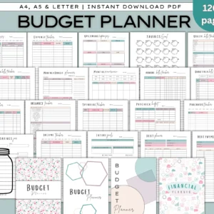 Printable Budget Planner Bundle: Finance, Savings & Debt Tracker (PDF Download A4/A5/Letter Size)