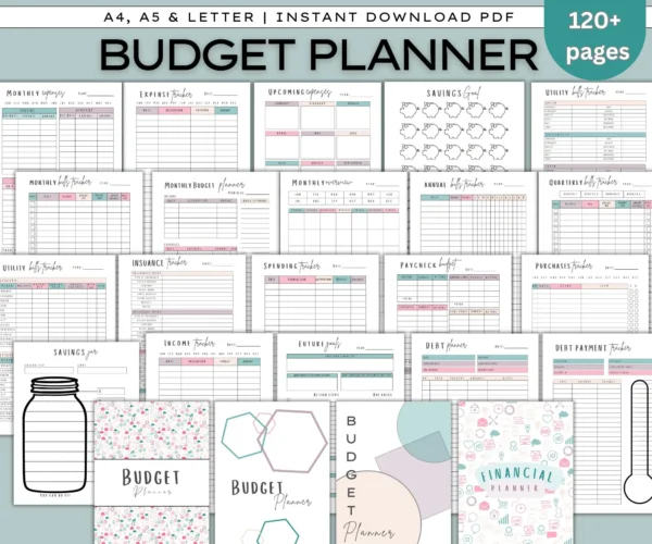 Main Printable Budget Planner Bundle: Finance, Savings & Debt Tracker (PDF Download A4/A5/Letter Size)